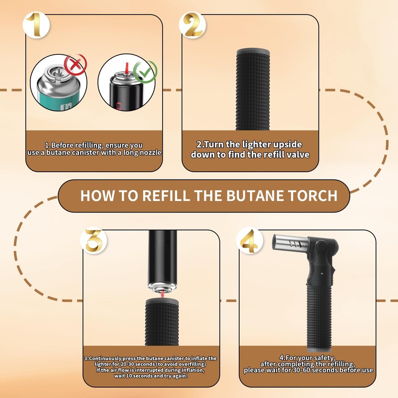 2 Pack Refillable Butane Torch Lighter with Adjustable Jet Flame,