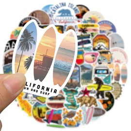 California Aesthetic Stickers, Cool Travel Stickers, 50PCS Hapiuen Waterproof Vinyl Stickers for Water Bottles, Laptop, Luggage, Teens Adults(CA)