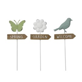 Transpac Metal Spring Icon Plant Pick Set of 3 Home Decorations Spring