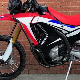 Motorcycle Engine Guard Crash Bar with Skid Plate for Honda CRF250L Rally 2017 2018 2019 2020 Highway Falling Bumper Body Framework Side Protection (Upper+Lower)