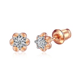 Rose Gold Flower Stud Earrings for Women