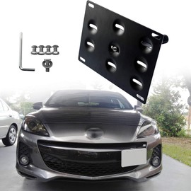1 Set Front Tow Hook License Plate Bumper Mounting Bracket Fit Mazda 3 Mazda6, Mazda CX5, Mazda MX5, Mazda Miata[Black]