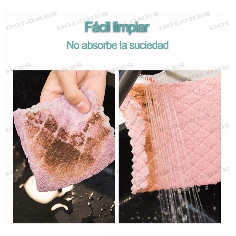 Dolores Cocina Vellón Coral Toalla Paño Absorbente Trapos Limpieza