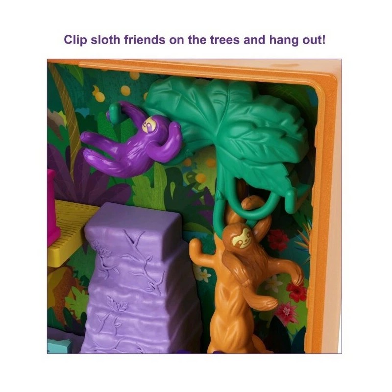 Mattel Polly Pocket Jungle Safari Compact, 2 Micro Dolls &