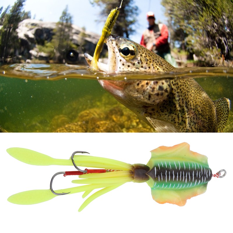 Fishing UV Squid Soft Lure Luminous Octopus Wobbler Bait Squid