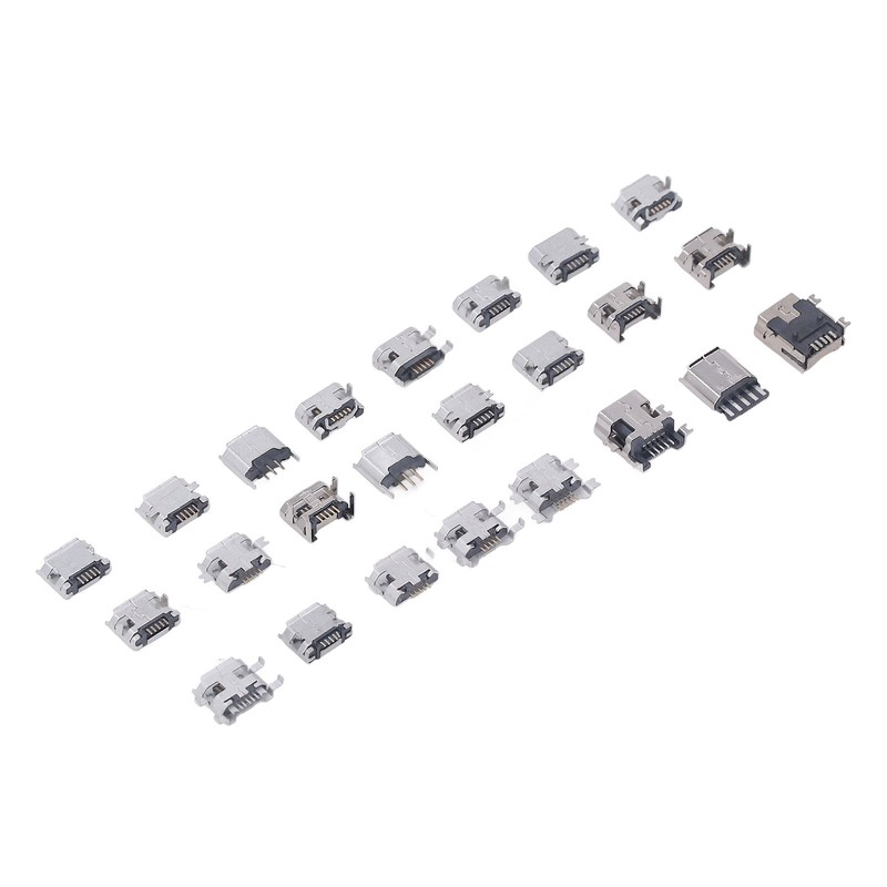 240 Pcs Micro USB Connector Set Stainless Steel Single Row