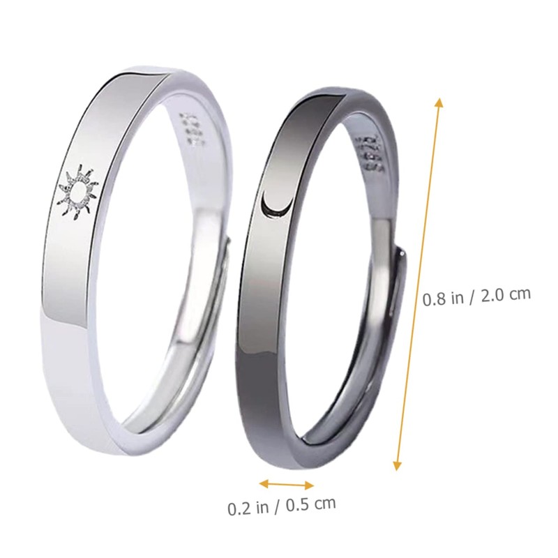 SAFIGLE 1 Pair Adjustable Sun and Moon Couple Rings for