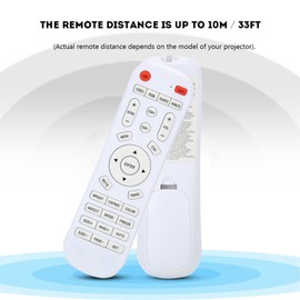 White Remote Control Controller Replacement for Projector, ABS Material, 33ft Remote Distance, Remote Control Distance