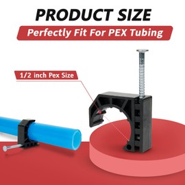 (Pack of 50) EFIELD 1/2-inch Black Color Half Clamp Fixture, J-Hook with Nail For 1/2" PEX Tubing/Pipe Support,(PPSU1807019)