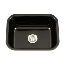 Houzer PCS-2500 BL Porcelain Enamel Steel Undermount 22-3/4" x 17-3/8" Single Bowl Kitchen Sink, Black
