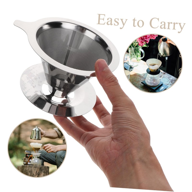 TEHAUX Stainless Dripper with Double Layer Mesh Filter Easy to