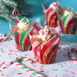 PME Natalizi Pirottini a Tulipano per Muffin - Bastoncino di Zucchero (24 unità)