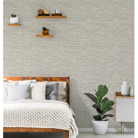 Grey Faux Grasscloth Peel & Stick Wallpaper GW2005W Grace & Gardenia