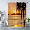 Beach Sunset Shower Curtain Ocean Orange Sky Tropical Palm Trees