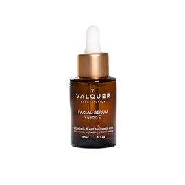 VALQUER Serum Facial Antiedad, Hidratante y Protector con Vitamina C, E y Ácido Hialurónico. Antiarrugas con Ingredientes Naturales y Antioxidantes. Vegano y Revitalizante. Todo Tipo de Piel. 30 ml.