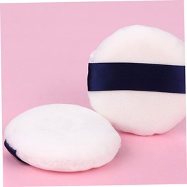 BIUDECO 2Pcs Fluffy Round Powder Puff for Loose Powder Makeup Soft Velour Cosmetic for Even Foundation Application for Home Travel Use