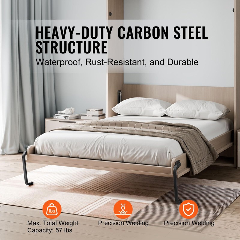 Happybuy Murphy Bed Kit, Full Size, Vertical Deluxe DIY Wall