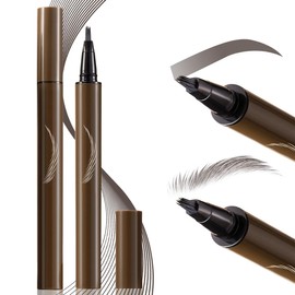 SIYDYRIT 2 Pack Liquid Eyebrow Pencils with Multiple Fork Tips, Microblading Eyebrow Brush Pen for Women, Waterproof Quick Dry Brow Makeup for Natural looking(#03,Black)