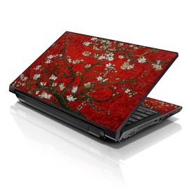 LSS 17 17.3 Inches Laptop Notebook Skin Sticker with 2 Wrist Pads - Reusable Cover Protector Vinyl Sticker Cover Decal Fits 17" - 19" HP Asus Acer Samsung - Red Almond Trees Pattern