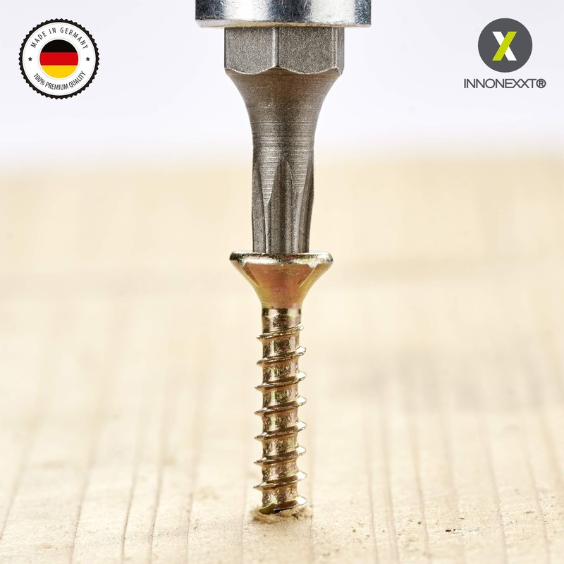 Innonexxt® Premium chipboard screws, milling ribs, cut tip - yellow,