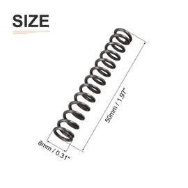 DTGN 1.2x8x50mm(DxODxL) Compression Spring - 20Pack - Good for Machinery - Spring Steel Extension Spring - Black
