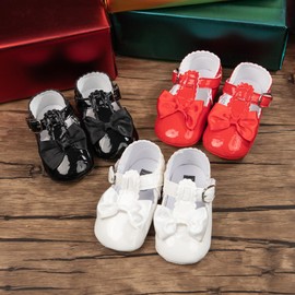 Meckior - Zapatos de bebé con suela suave para bebés y niñas, A/Black, 12-18 Months Toddler