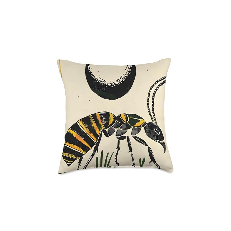 Botanical Moon Minimalism Fire Ant Throw Pillow
