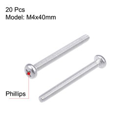 uxcell M4x40mm Machine Screws Pan Phillips Cross Head Screw 304 Stainless Steel Fasteners Bolts 20Pcs