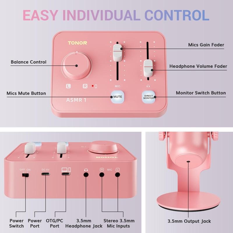 TONOR ASMR Equipment Bundle with Dual Condenser Mics and Audio