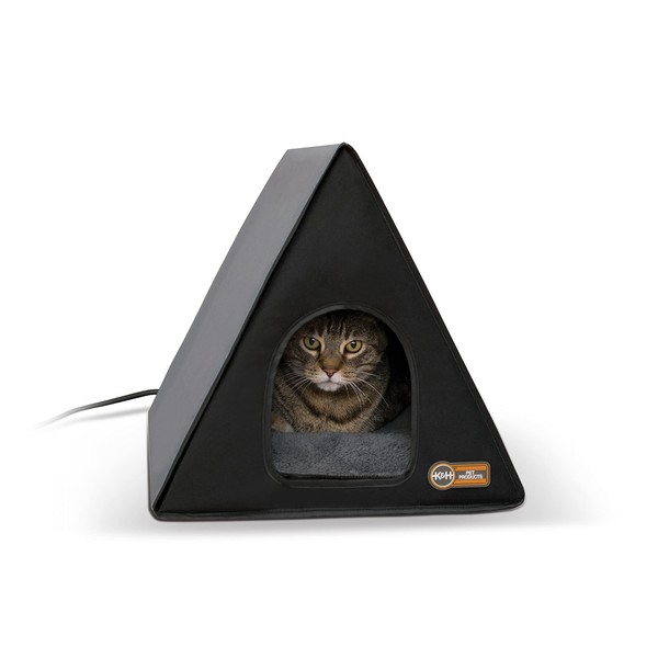 K&H Pet Products Heated A-Frame Indoor/Outdoor Shelter Gray/Black 18 X 14 Inches 20 Watts