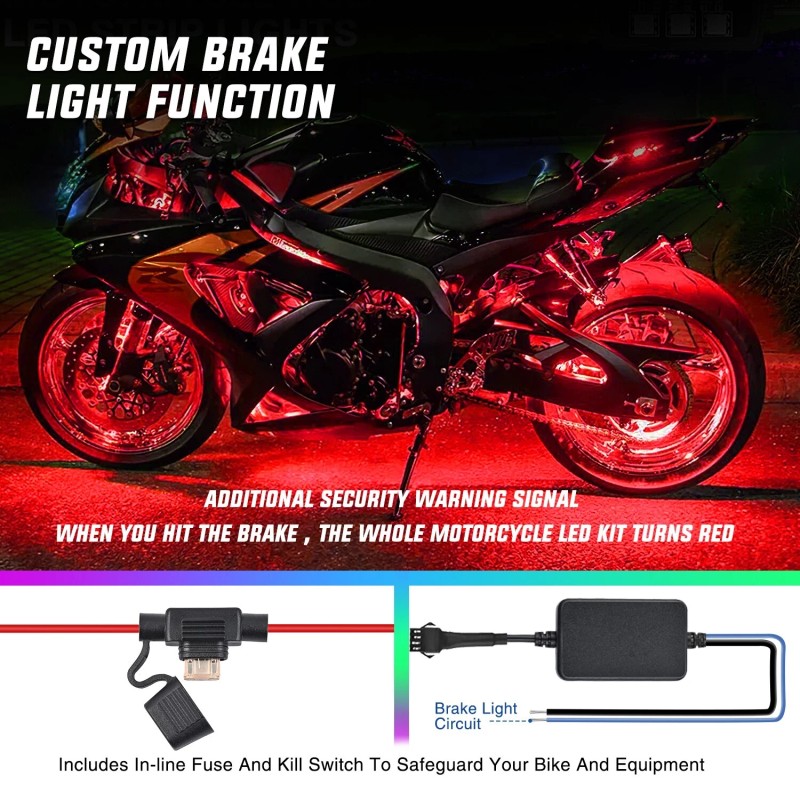 Nilight 12PCS Motorcycle RGB Led Light Kit Waterproof Underbody Light