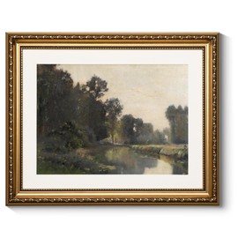 ARPEOTCY Vintage Gold Framed Wall Art Decor, Living Room Bedroom River Scenery Landscape Pictures Wall Art, Farmhouse Retro Decor, Canvas Prints, Antique Picture Frame Vintage Paintings,13x16 Inch