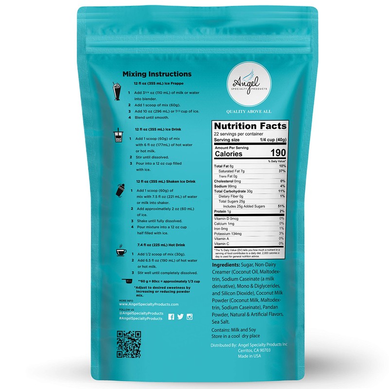 Pandan Coconut Blended Crème Mix by Angel Specialty Products [2LB]