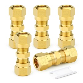 GASHER 5PCS Brass 3/8" OD x 3/8" OD DOT Push to Connect Fittings, Union Tube Air Brake Line Fittings for Trucks Trailers or Industrial