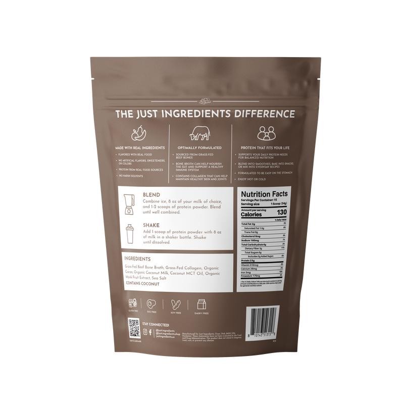 Just Ingredients Chocolate Bone Broth Protein - 15 Servings