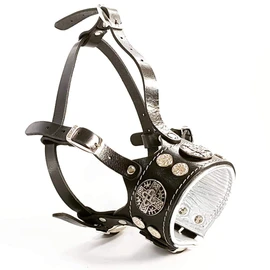 Bestia Hektor Leather Dog Muzzle. Studded design. 100% genuine leather