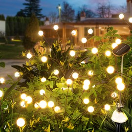 AOSEA Solar Garden Lights, Solar Fairy Lights Waterproof, Sway by Wind, Firefly Lights for Patio Pathway Outdoor Garden Decor, Gardening Gifts (2 Pack)