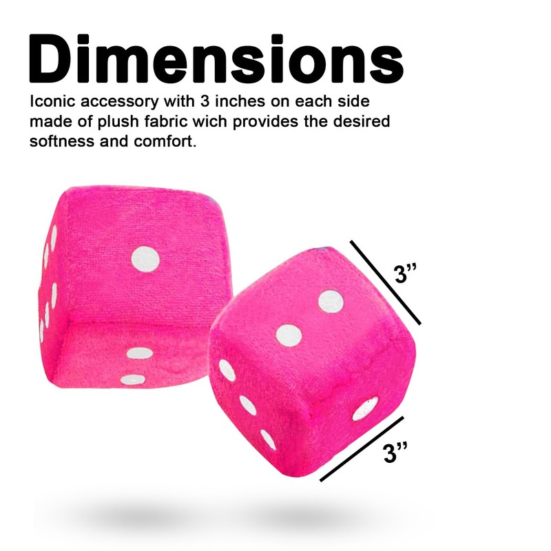 Zone Tech Light Pink Hanging Dice- A Pair