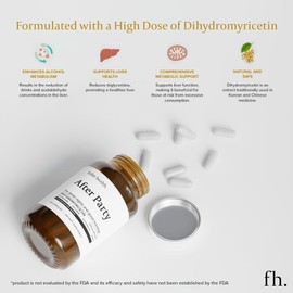 Fuller Health After Party DHM Dihydromyricetin Supplement | Supports Liver, Metabolism, Energy Levels, Post-Celebration Relief | Feel Refreshed, 650mg Per Pill | 1 Bottle, 24 Servings