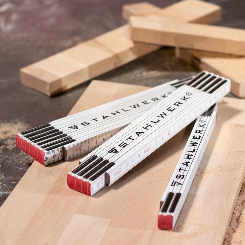 STAHLWERK Folding Ruler Set of 3 2 Metres Precise Wooden