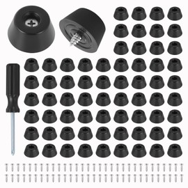 Knpwer Pack of 200 Screwable Rubber Feet - Premium Screw Feet for Chopping Boards, Chairs & Furniture | Hard Consistency, Non-Slip & Scratch-Resistant | Includes Screws (Black, 15 x 12 x 8 mm)
