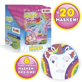 INKEE Gesichtsmaske Kinder GALUPY UNICORN 20er Pack| 20x Beauty Tuchmasken mit Fruchtgummi-Aroma, Calendula und Kamille-Extrakte - Feuchtigkeitsmaske Gesicht für Mädchen