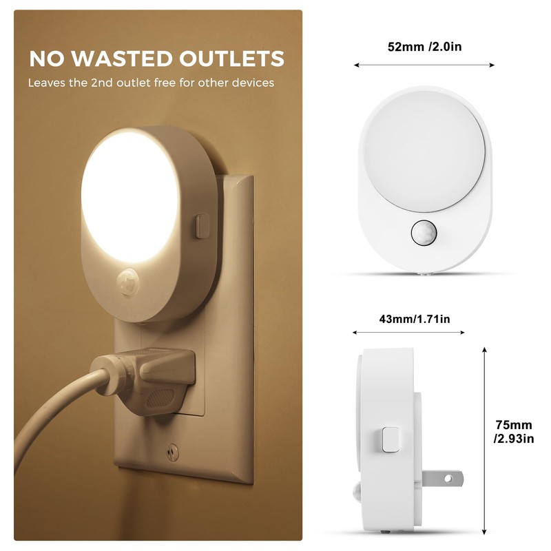 L LOHAS LED Motion Sensor Night Light,[2-PACK] Night Lights Plug