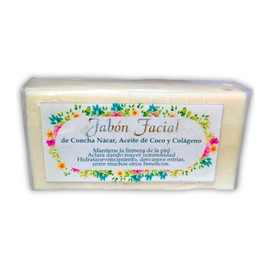 Jabón Artesanal Concha Nacar, Aceite de Coco y Colágeno 100gr, Natural.