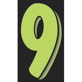 SSWBasics-Neon Green/Black ; Number '9'- Pack of 12 Windshield Numbers - Car Dealership