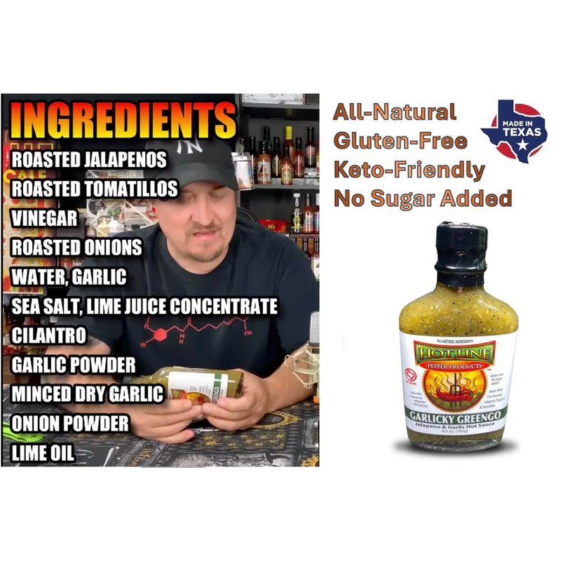HOT LINE PEPPER PRODUCTS Sauce Garlicky Greengo, 6.5 OZ