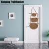 Hanging Fruit Basket 3 Tier Wall Mounted Handcraft Hemp Rope