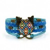 Handmade Knitted Leather Bracelet Colorful Native American Art Multilayer Glass