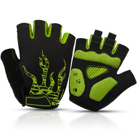 Btneeu Fingerless Cycling Gloves with Gel Mountain Bike Gloves Half Finger Men, Breathable Training Gloves Road Bike Gloves Cycling Gloves MTB Gloves for Women Men, green, l