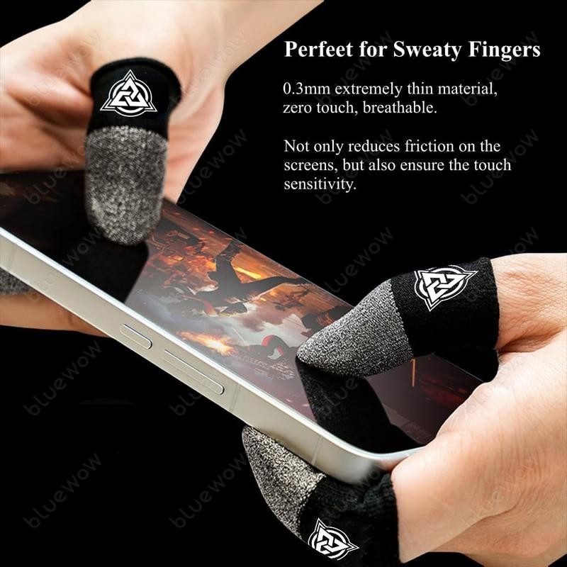 BlueWow Silver Fiber Gaming Finger Sleeves | Seamless & Ultra-Sensitive